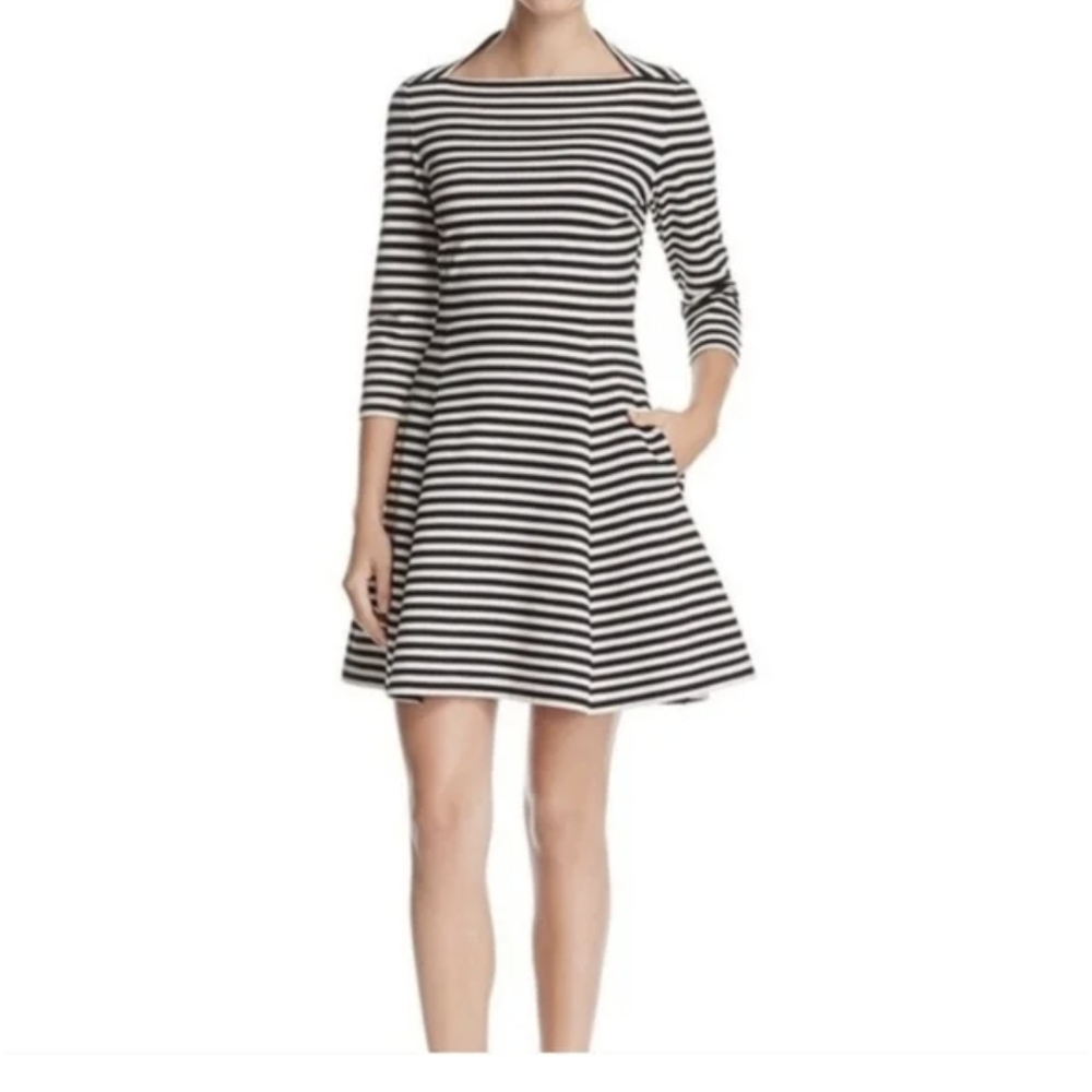 Kate Spade Monochrome Striped Long Sleeve Dress